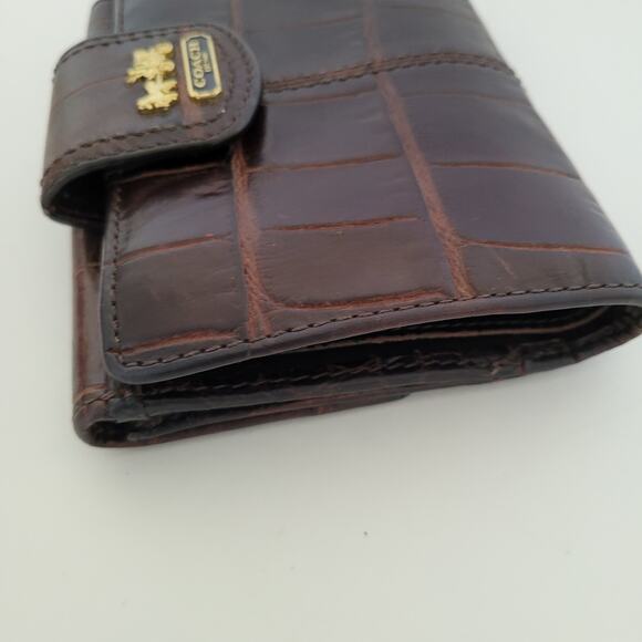 Coach Madison Wallet Brown Croc Bifold 5x4 Medium Card Bill Holder Logo Leather - Picture 11 of 12